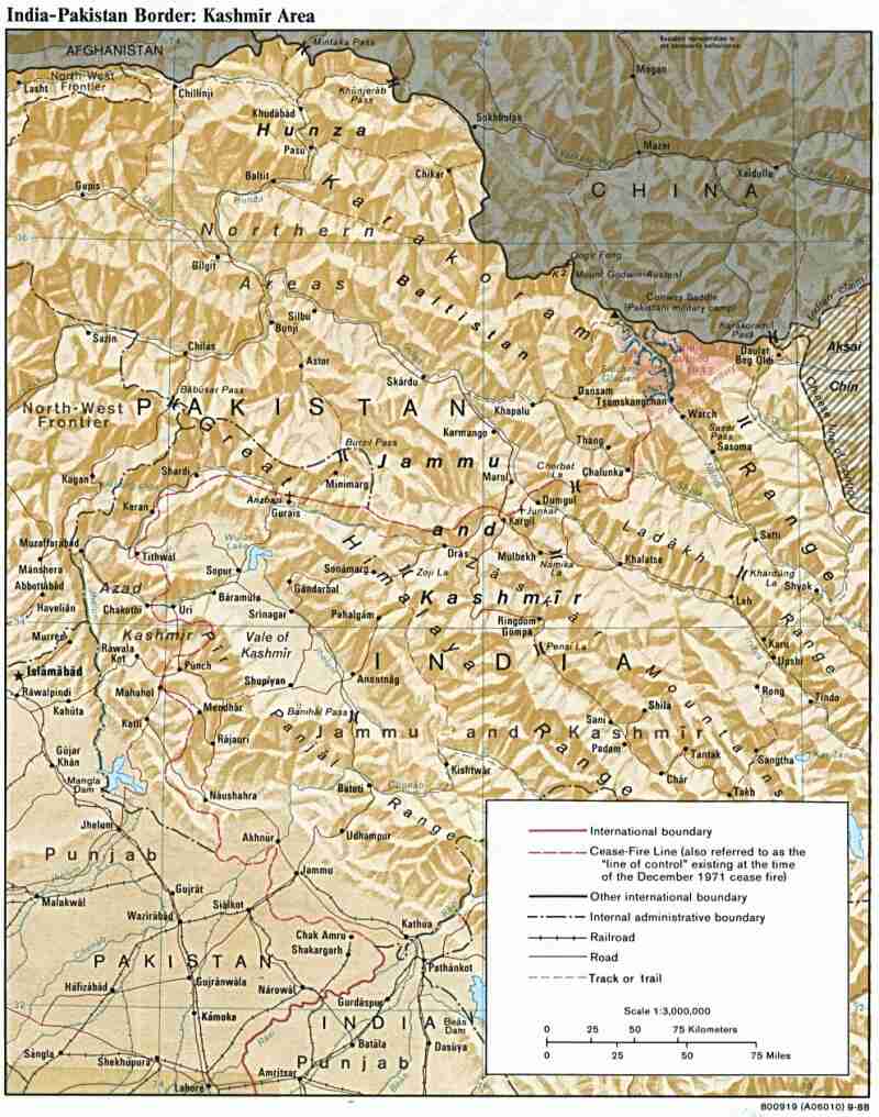 map of Kashmir area